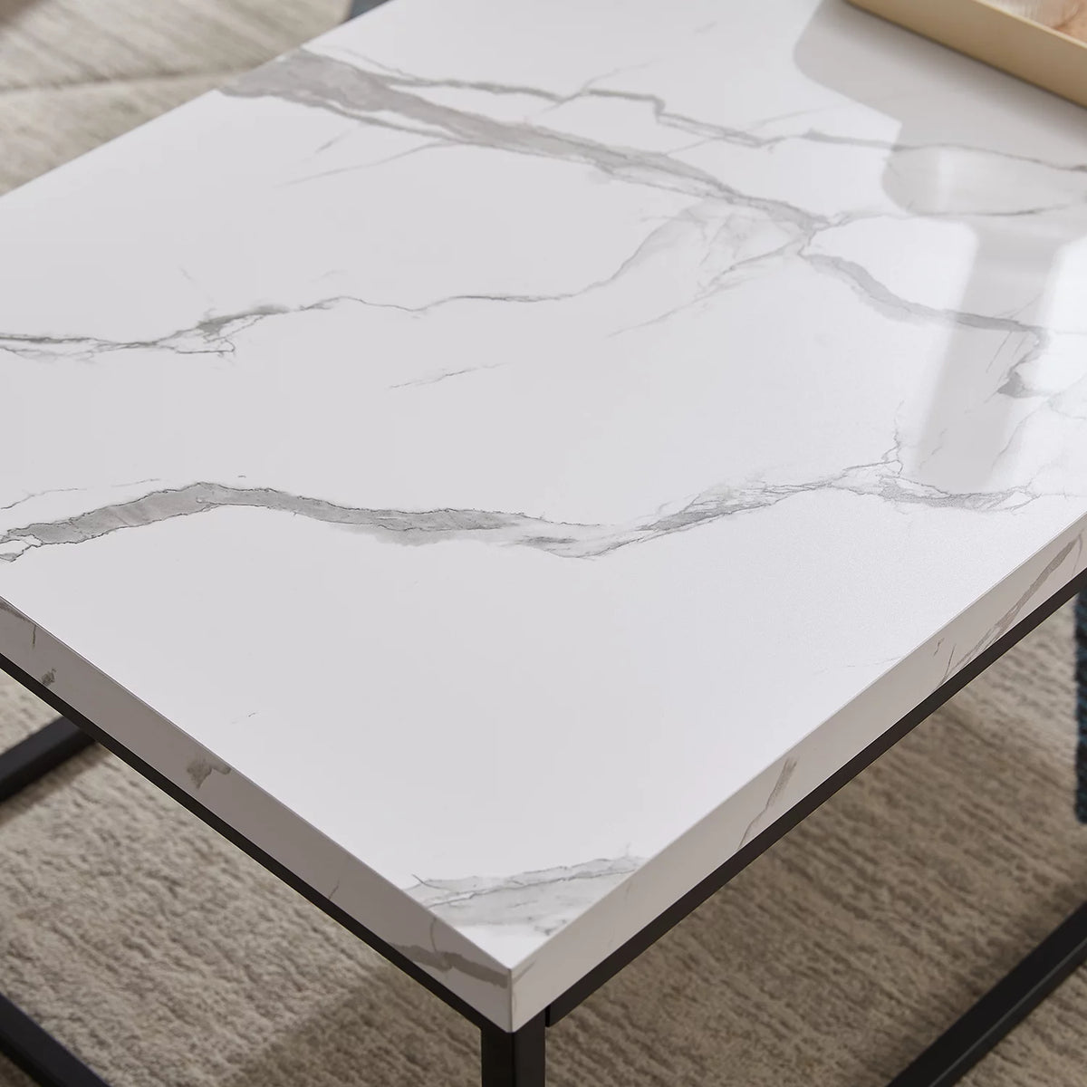 Marble Wood and Metal Side Table M575