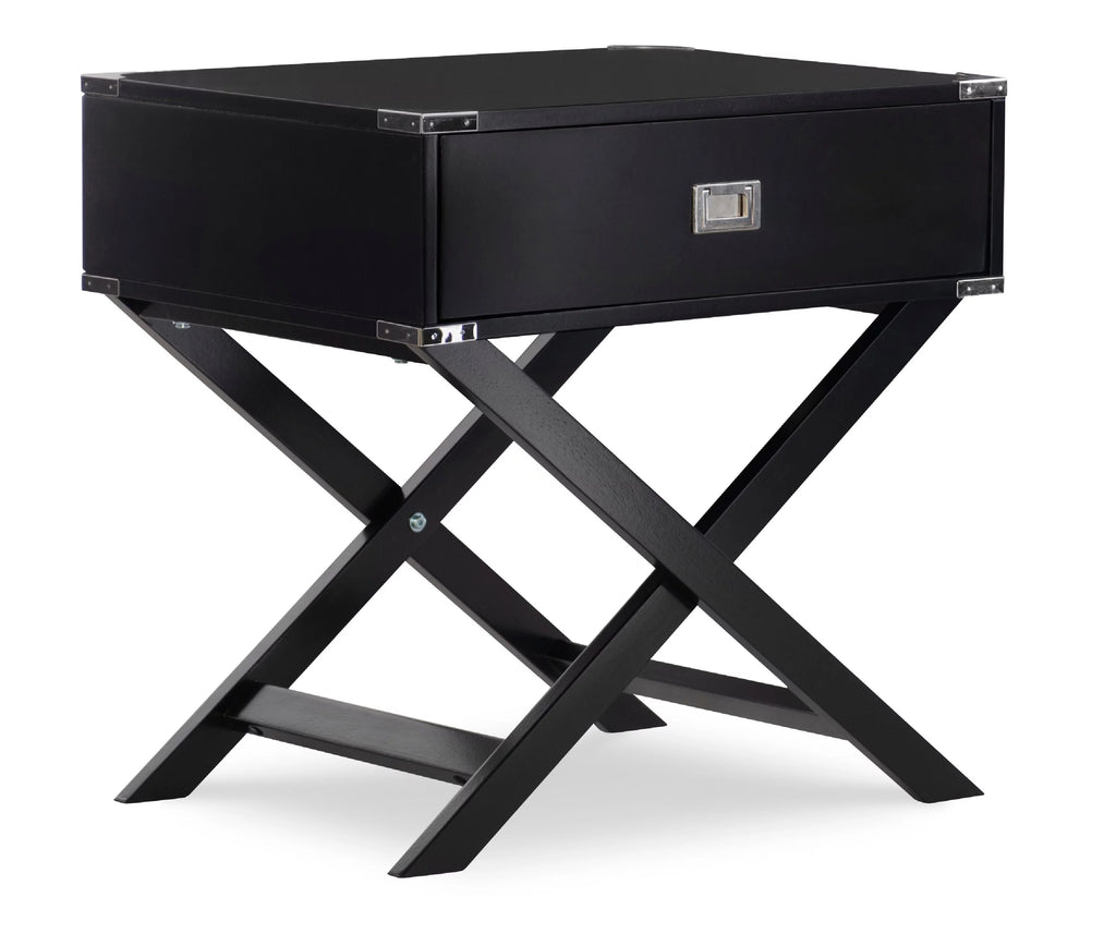 Black Single Drawer Accent Side Table K386135