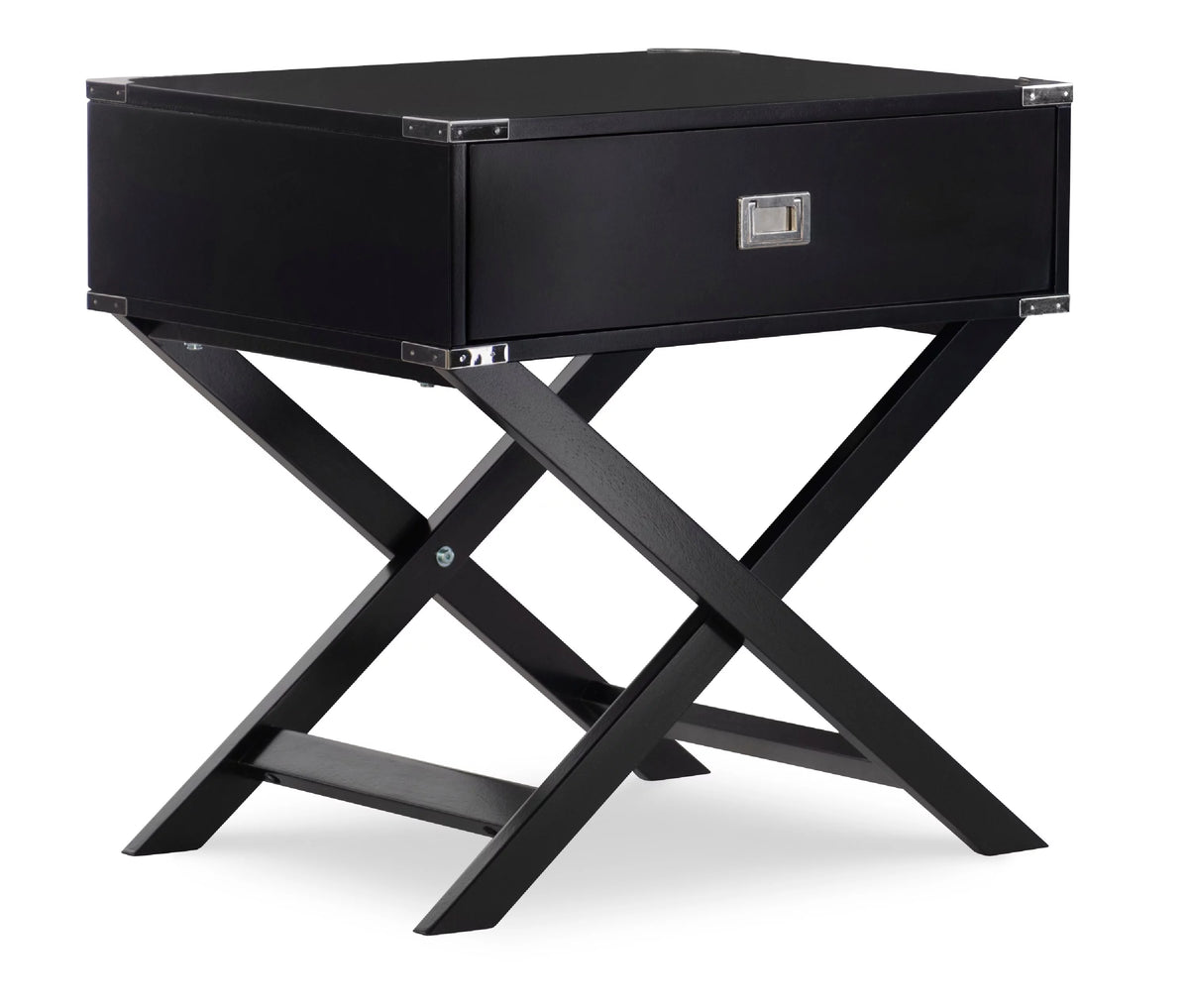 Black Single Drawer Accent Side Table K386135