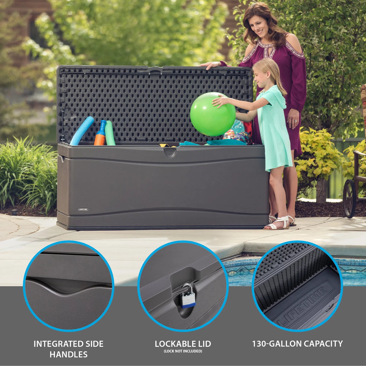Heavy-Duty 130 Gallon Plastic Deck Box H6633