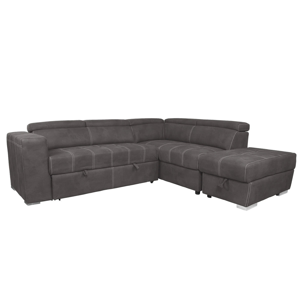 Brown 3-Piece Corner Sleeper Sectional with Storage Ottoman H888343