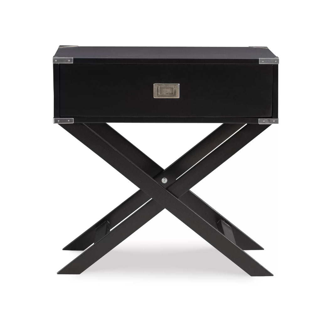 Black Single Drawer Accent Side Table K386135