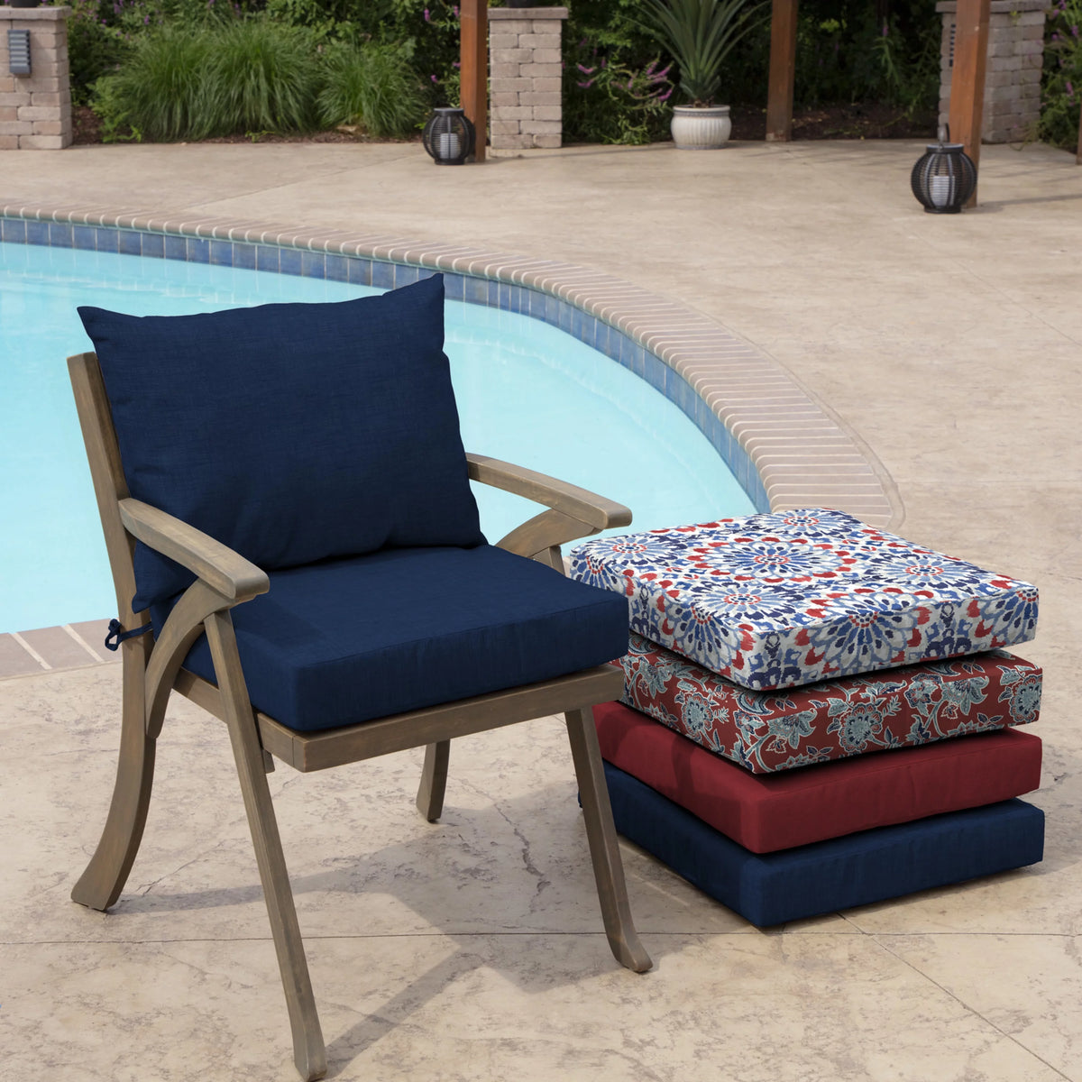 Sapphire Blue Outdoor Dining Chair Cushion Set 21 x 21 U634