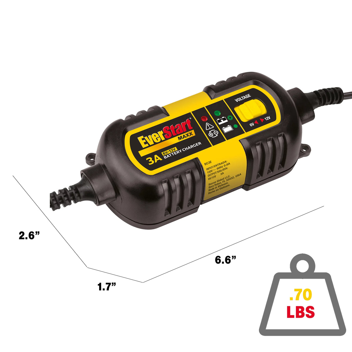 3 Amp 6V/12V Automotive Battery Charger V380761