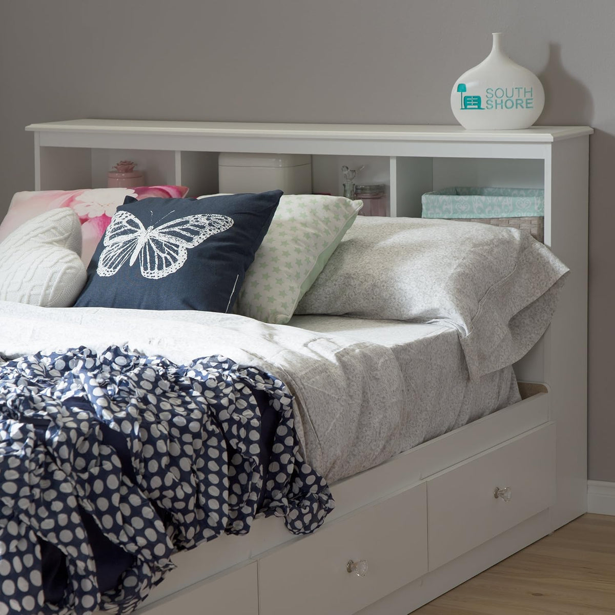 Pure White Bookcase Headboard M8460