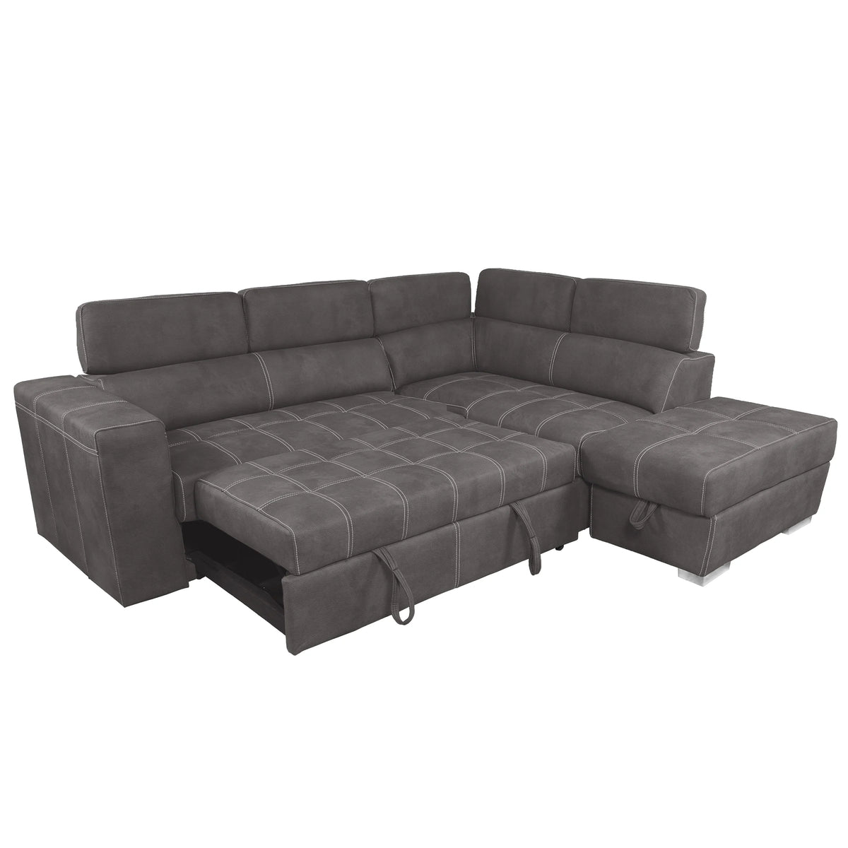 Brown 3-Piece Corner Sleeper Sectional with Storage Ottoman H888343