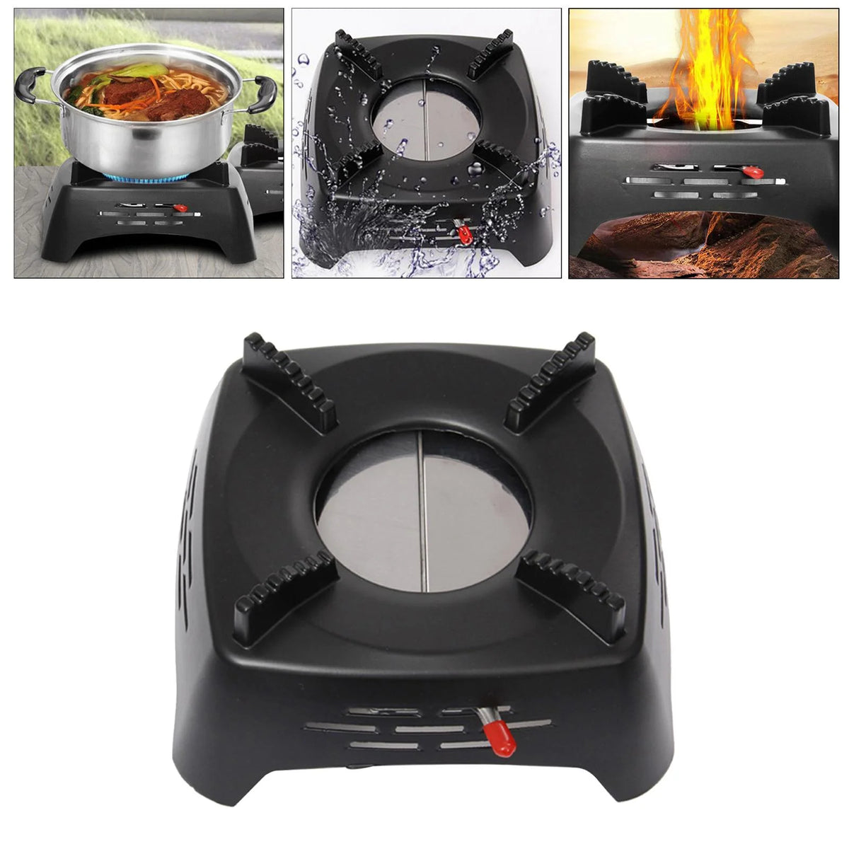 Portable Wood Burning Stove for Outdoor Cooking Black X7421