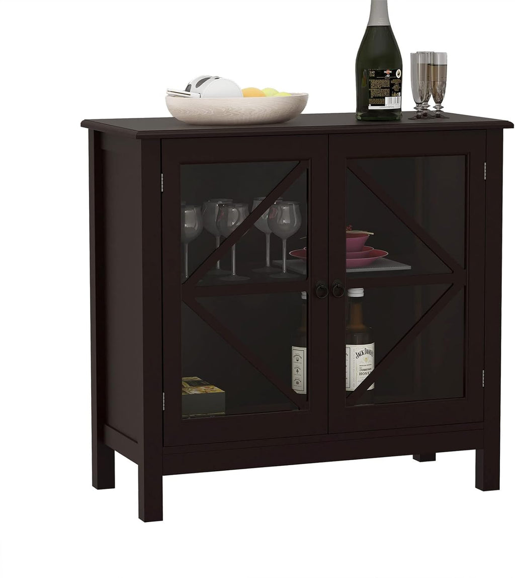 Brown Glass Door Storage Cabinet Z145