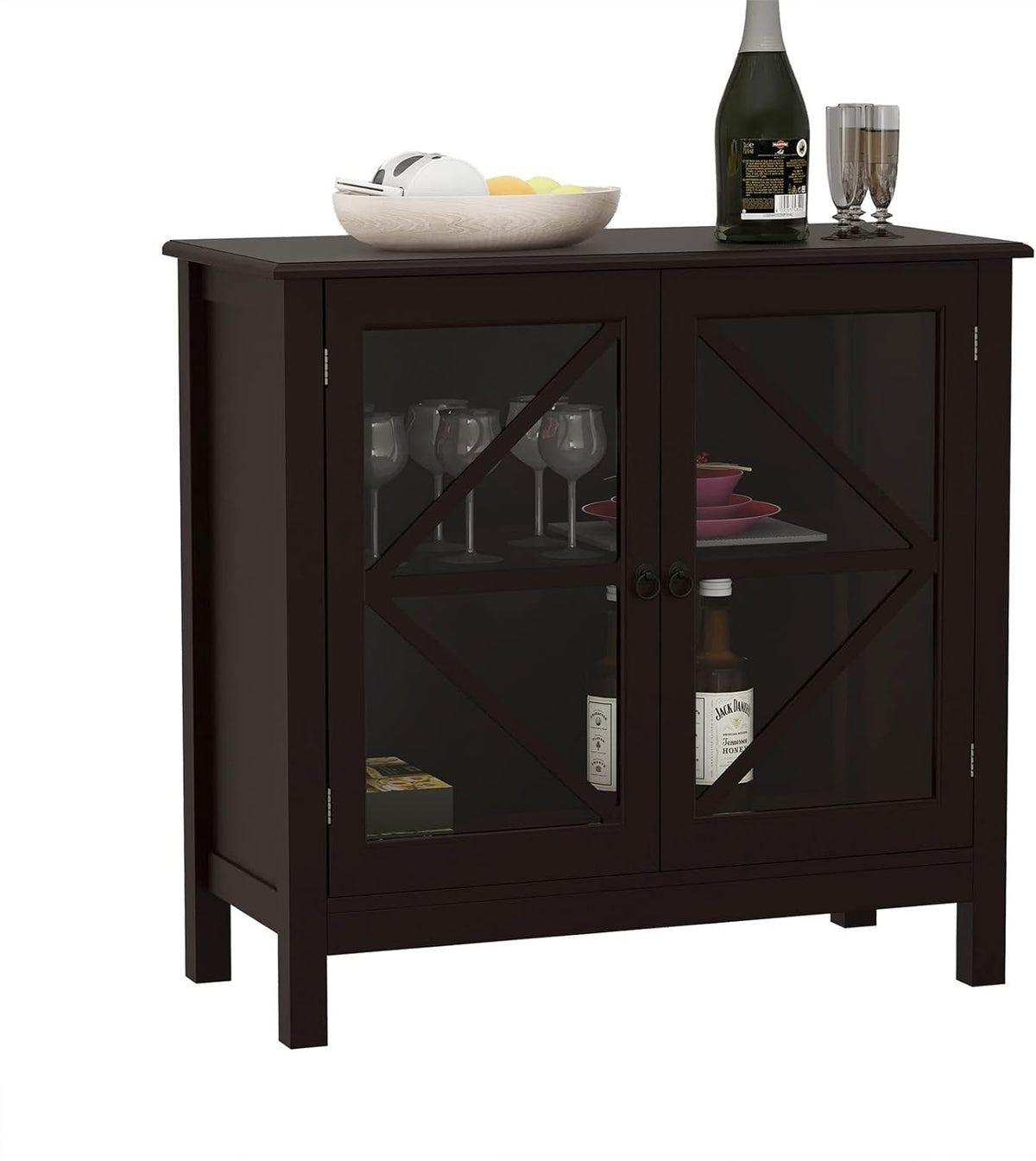 Brown Glass Door Storage Cabinet Z145
