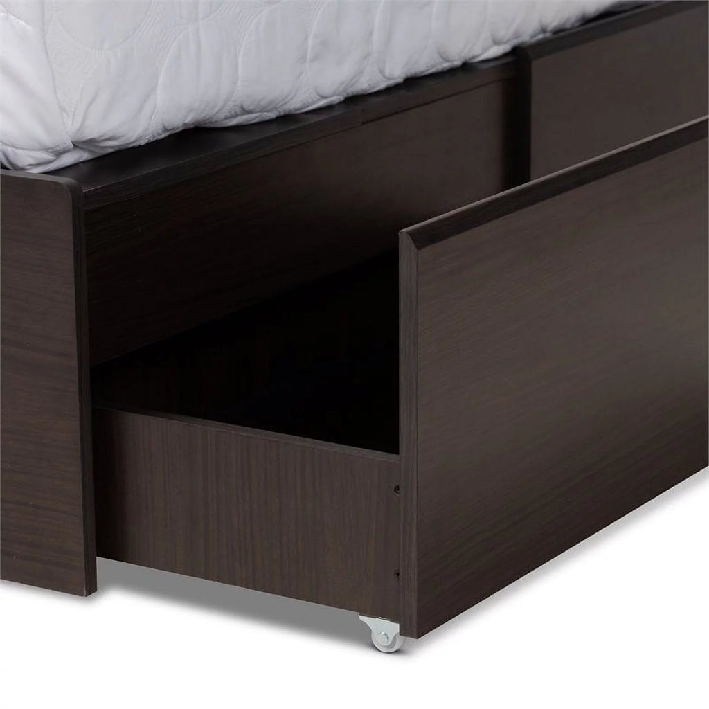 Queen Size 6 Drawer Wood Platform Storage Bed I631